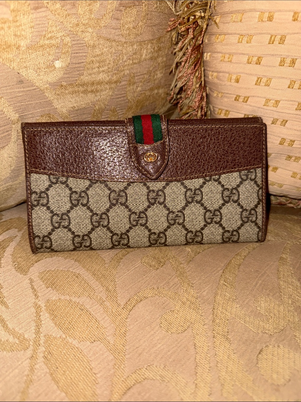 Vintage Gucci GG Plus Sherry Line Continental Wallet